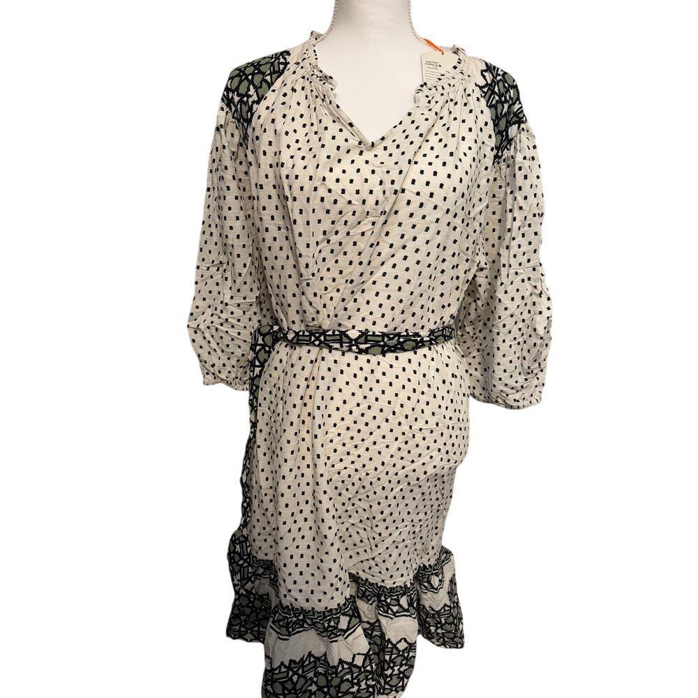 Knox Rose Women's Ivory Polka Dots A-Line Dress With Pockets - Size Large - NWT